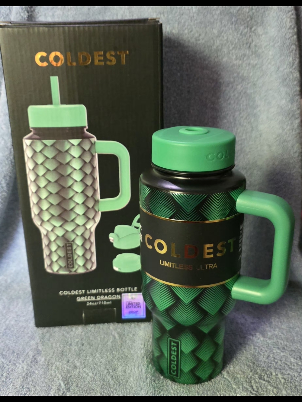 24oz Coldest Limitless Ultra Water Bottle - Green Dragon